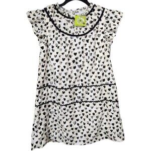 Voy Womens Ivory Black Hearts Floral Eyelet Ruffled Mini Dress Size Small NWT